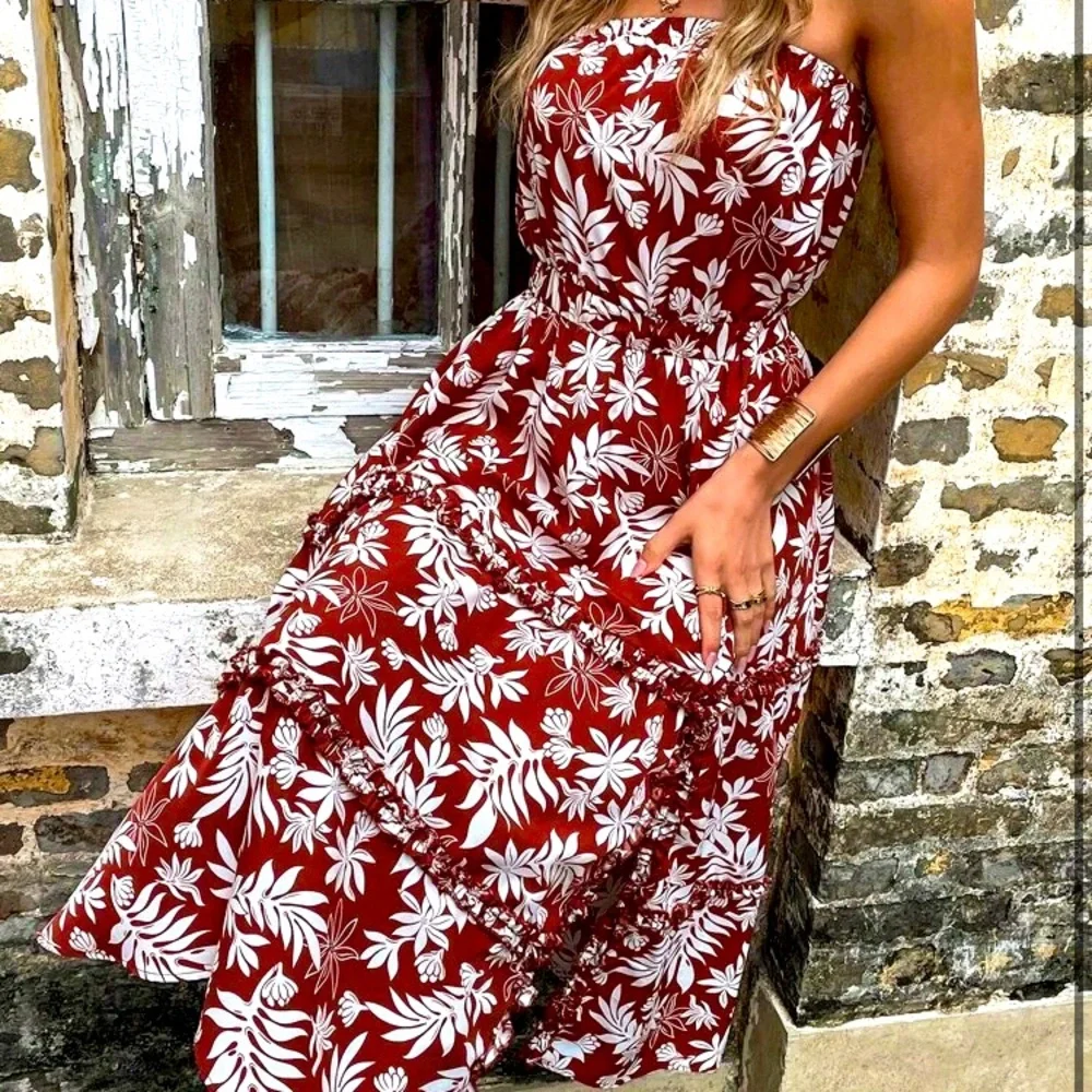 Boho Hawaiian leaf print dress - Picture 4 of 4